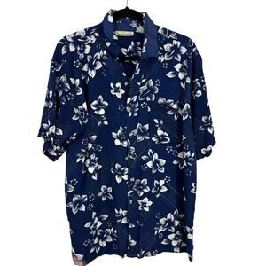 Sun Casuals Mens Short Sleeve Hawaiian Shirt Size 3X Blue Floral Button Up